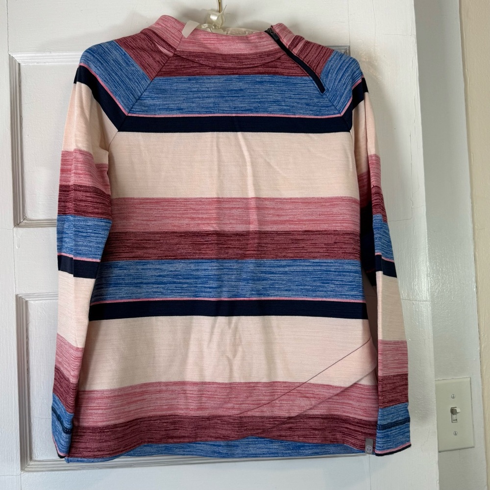 T by Talbots Asymmetrical Pink Blue  Zip Mockneck Pullover Size XS